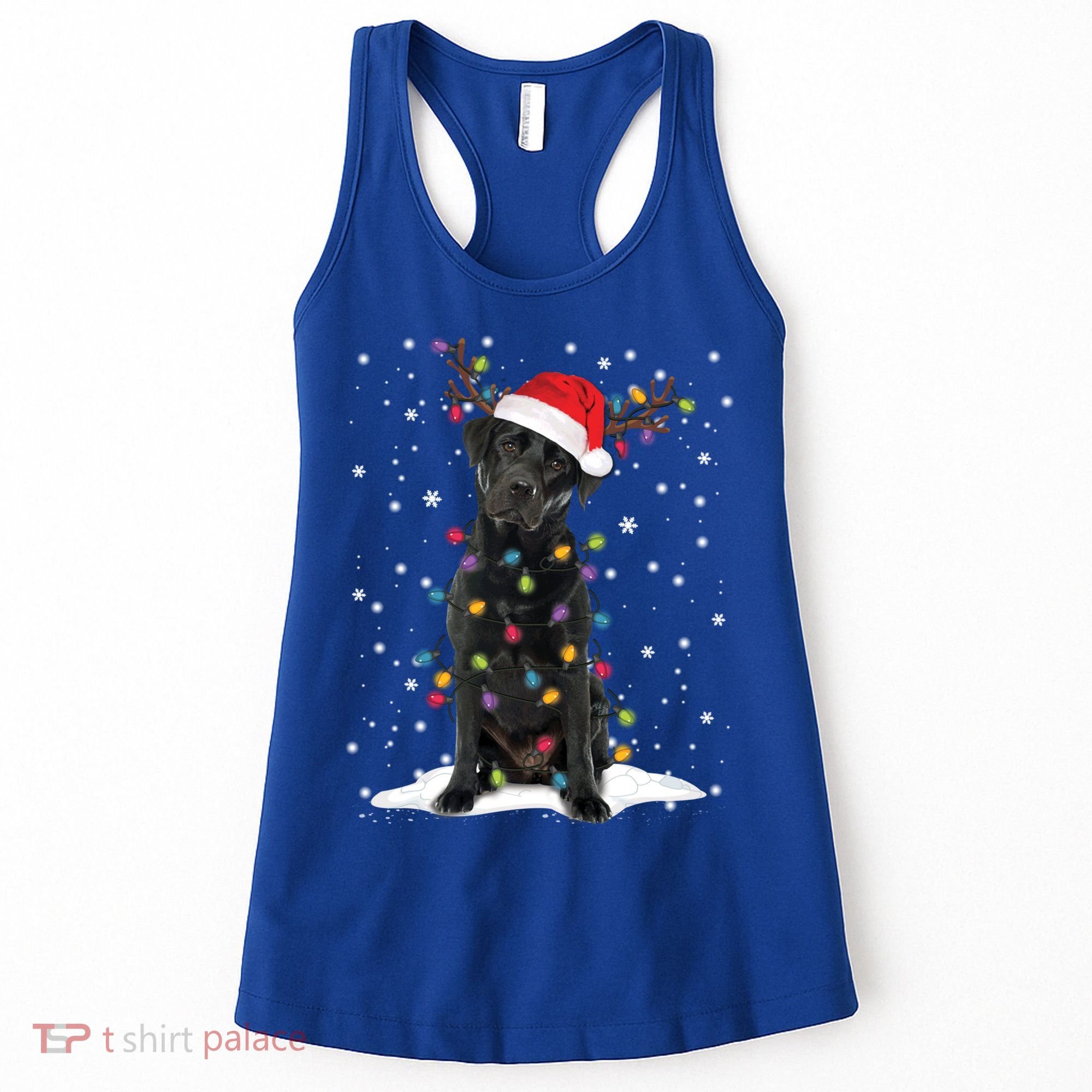 Black Lab Labrador Christmas Tree Light Pajama Dog Xmas Gift Women's Tank Top
