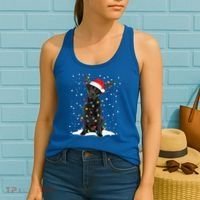 Black Lab Labrador Christmas Tree Light Pajama Dog Xmas Gift Women's Tank Top thumb 2