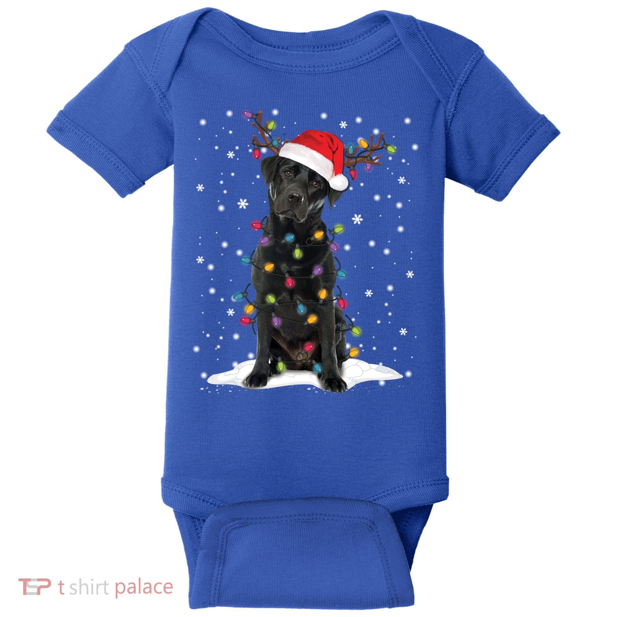 Black Lab Labrador Christmas Tree Light Pajama Dog Xmas Gift Baby Bodysuit