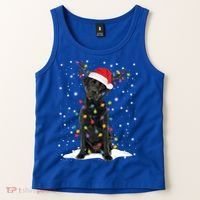 Black Lab Labrador Christmas Tree Light Pajama Dog Xmas Gift Tank Top thumb 2