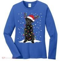 Black Lab Labrador Christmas Tree Light Pajama Dog Xmas Gift Women's Long Sleeve Shirt thumb 0