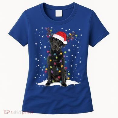 Black Lab Labrador Christmas Tree Light Pajama Dog Xmas Gift Women's T-Shirt