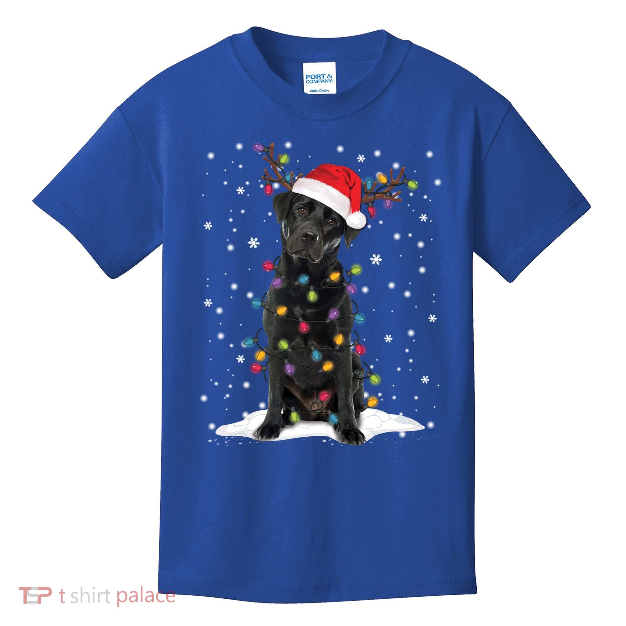 Black Lab Labrador Christmas Tree Light Pajama Dog Xmas Gift Kids T-Shirt