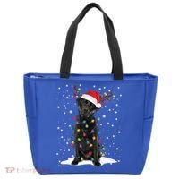 Black Lab Labrador Christmas Tree Light Pajama Dog Xmas Gift Tote Bag thumb 0