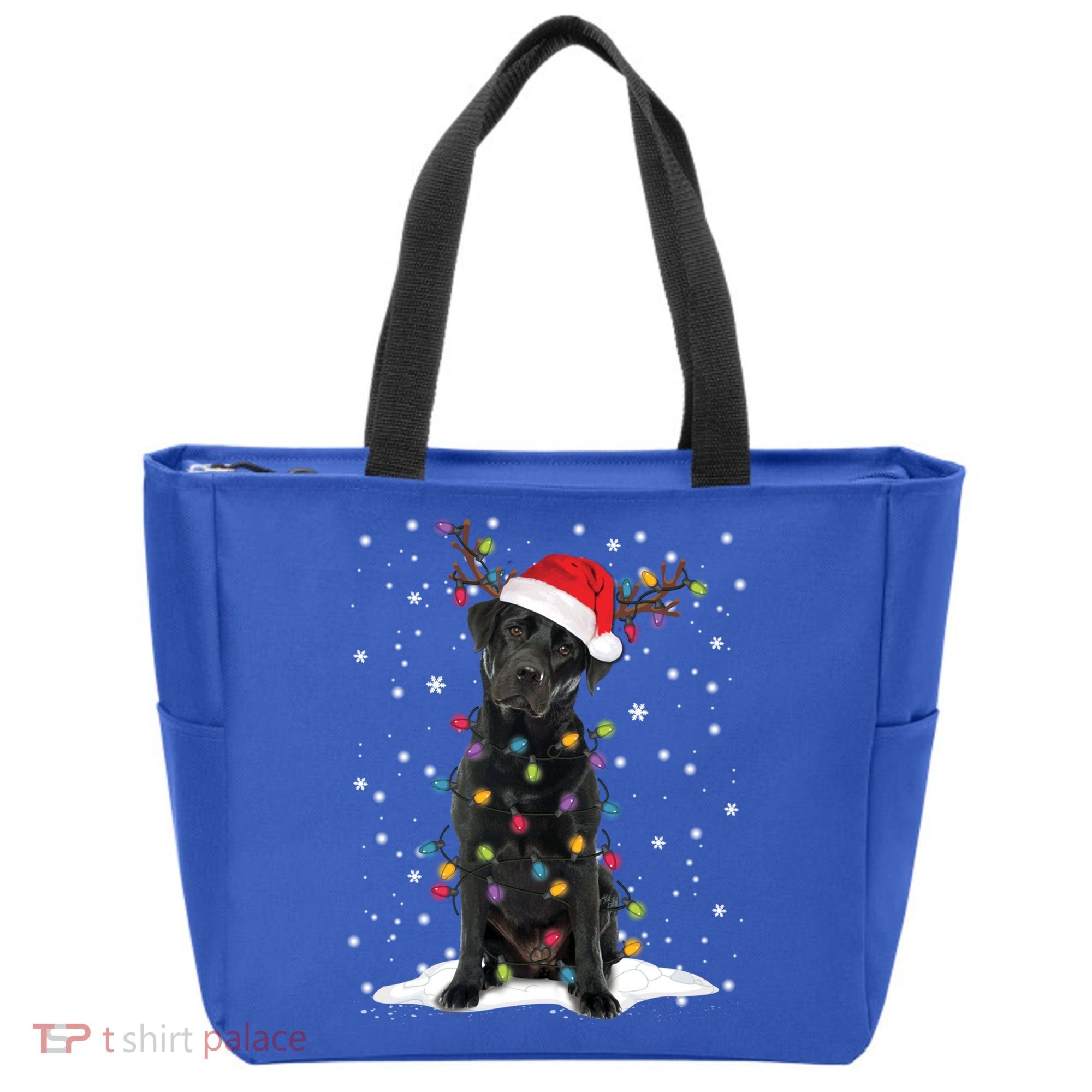 Black Lab Labrador Christmas Tree Light Pajama Dog Xmas Gift Tote Bag