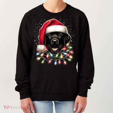 Black Lab Labrador Christmas Tree Light Pajama Dog Xmas Women's Sweatshirt