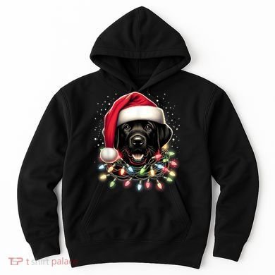 Black Lab Labrador Christmas Tree Light Pajama Dog Xmas Hoodie