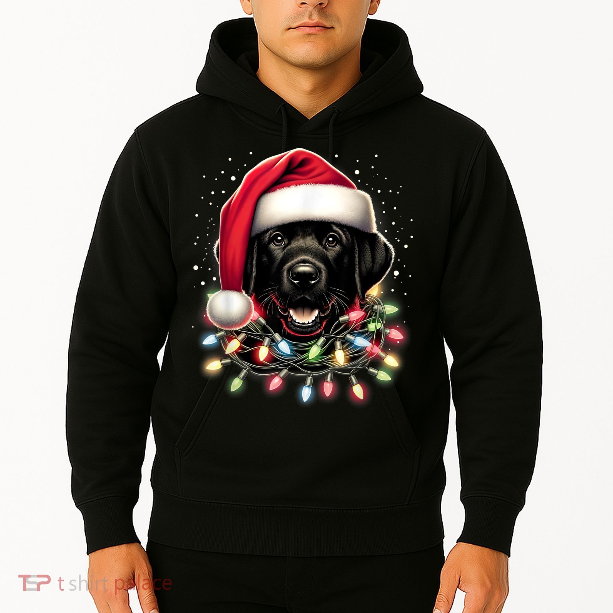 Black Lab Labrador Christmas Tree Light Pajama Dog Xmas Hoodie