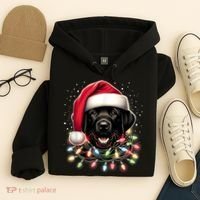 Black Lab Labrador Christmas Tree Light Pajama Dog Xmas Hoodie thumb 4