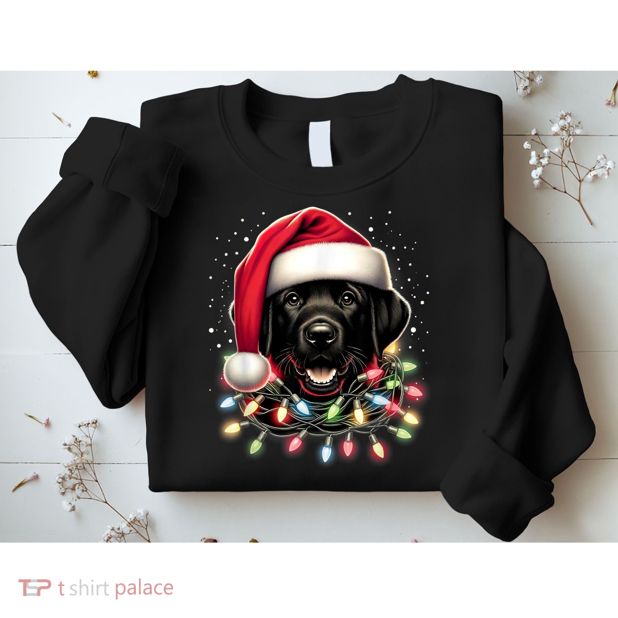 Black Lab Labrador Christmas Tree Light Pajama Dog Xmas Sweatshirt
