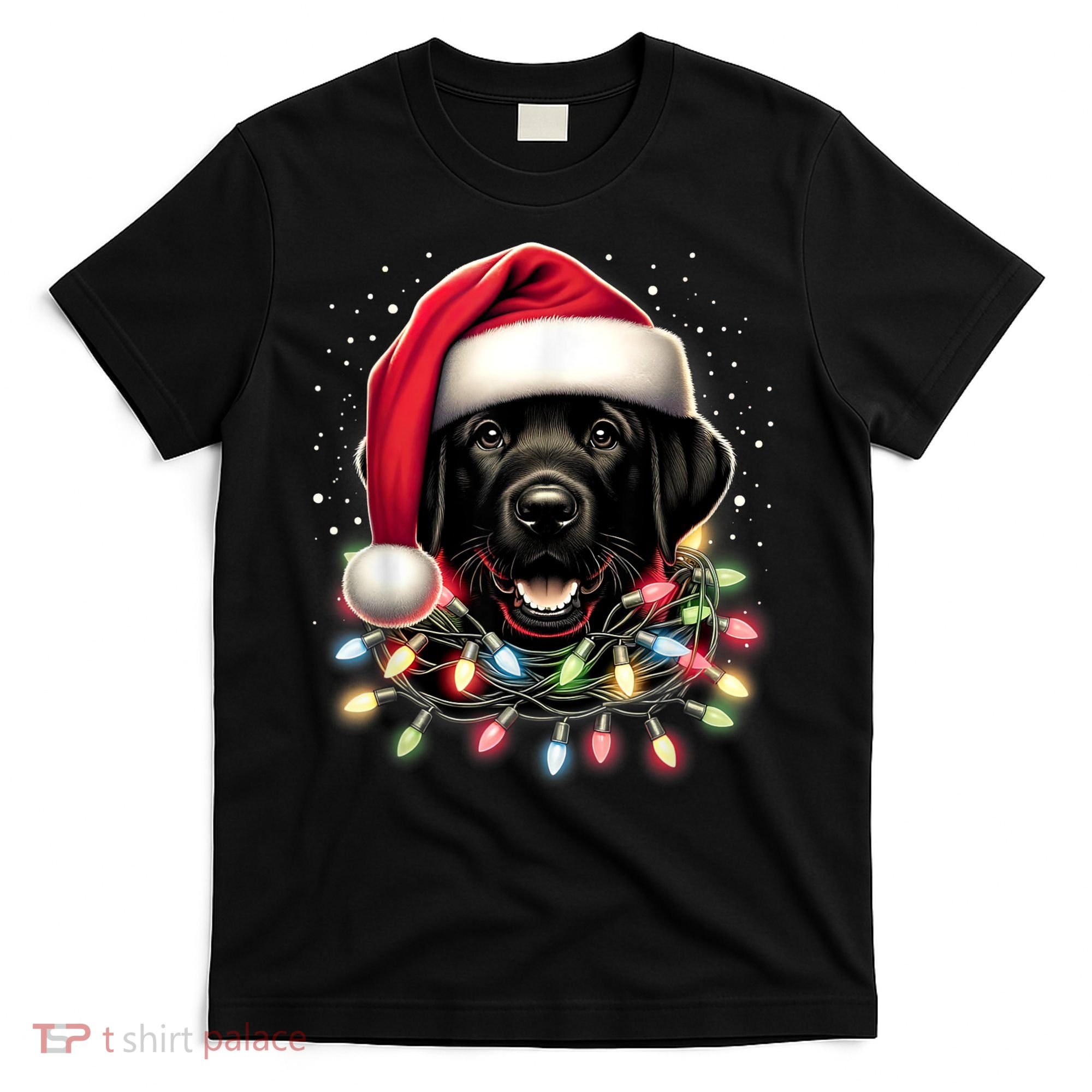 Black Lab Labrador Christmas Tree Light Pajama Dog Xmas T-Shirt