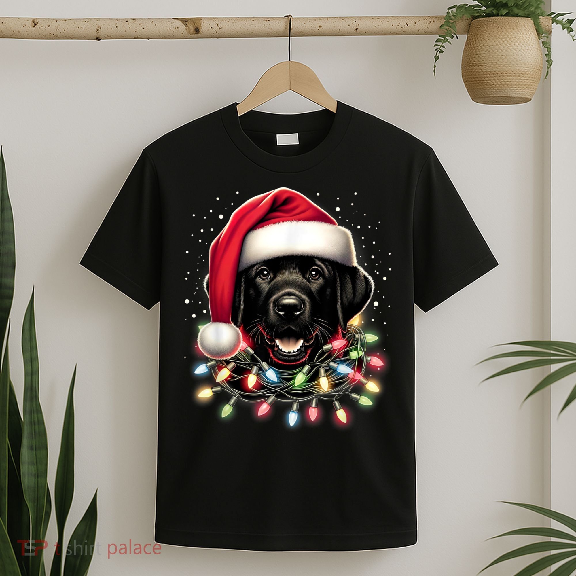 Black Lab Labrador Christmas Tree Light Pajama Dog Xmas T-Shirt