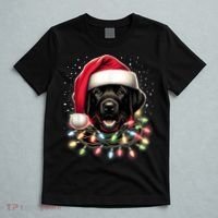 Black Lab Labrador Christmas Tree Light Pajama Dog Xmas T-Shirt thumb 5