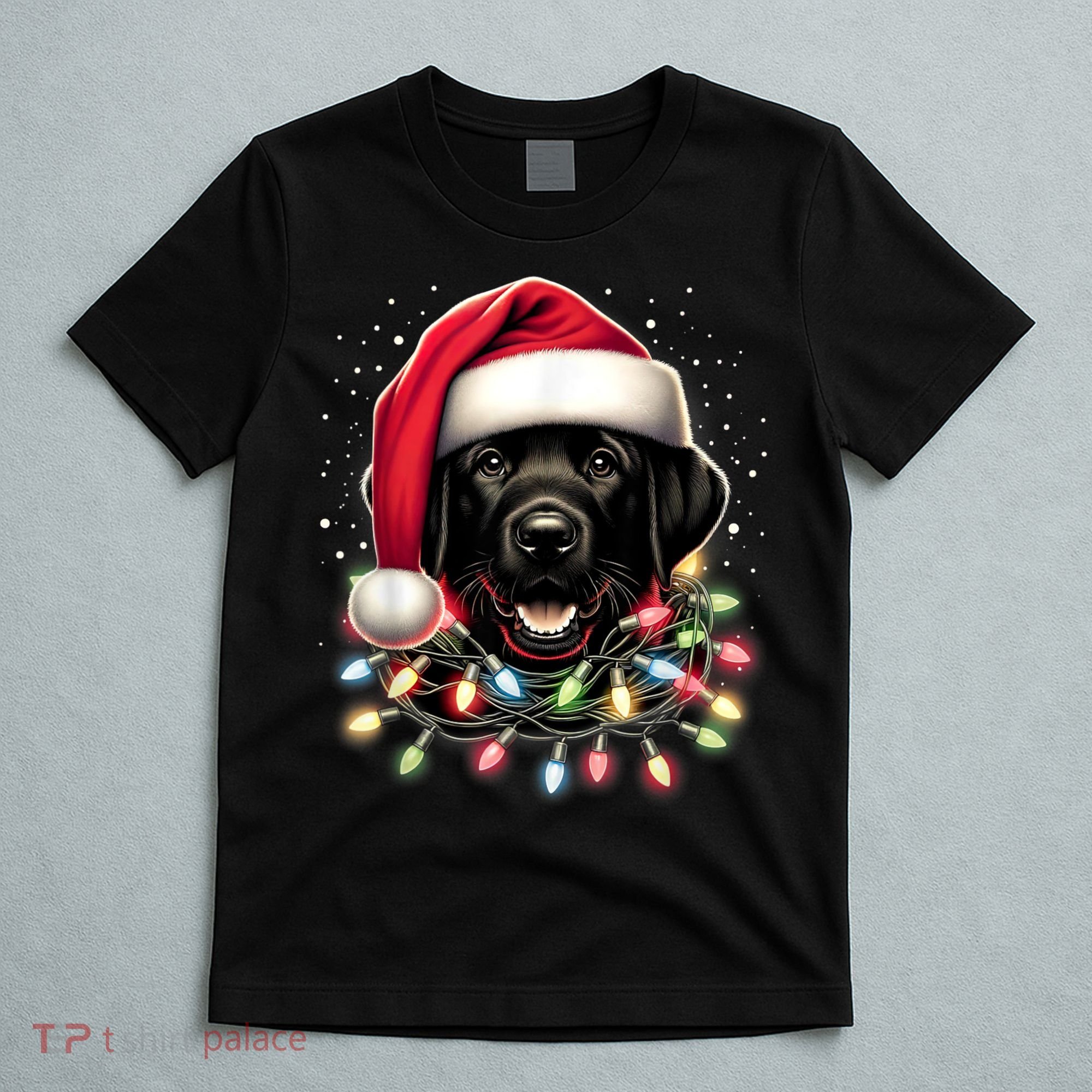 Black Lab Labrador Christmas Tree Light Pajama Dog Xmas T-Shirt