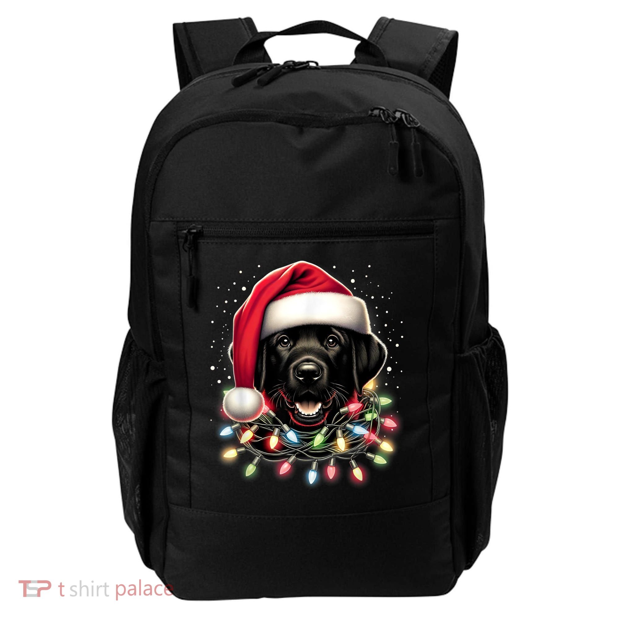 Black Lab Labrador Christmas Tree Light Pajama Dog Xmas Backpack