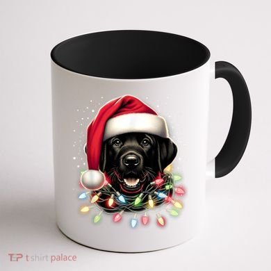 Black Lab Labrador Christmas Tree Light Pajama Dog Xmas Coffee Mug back