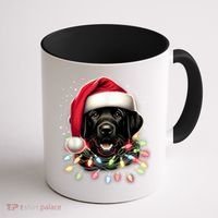 Black Lab Labrador Christmas Tree Light Pajama Dog Xmas Coffee Mug thumb 1