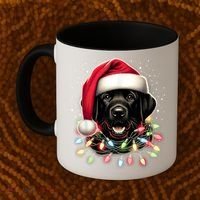 Black Lab Labrador Christmas Tree Light Pajama Dog Xmas Coffee Mug thumb 2