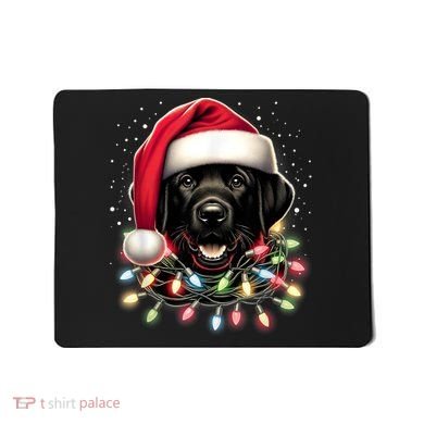Black Lab Labrador Christmas Tree Light Pajama Dog Xmas Mousepad