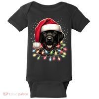 Black Lab Labrador Christmas Tree Light Pajama Dog Xmas Baby Bodysuit thumb 0