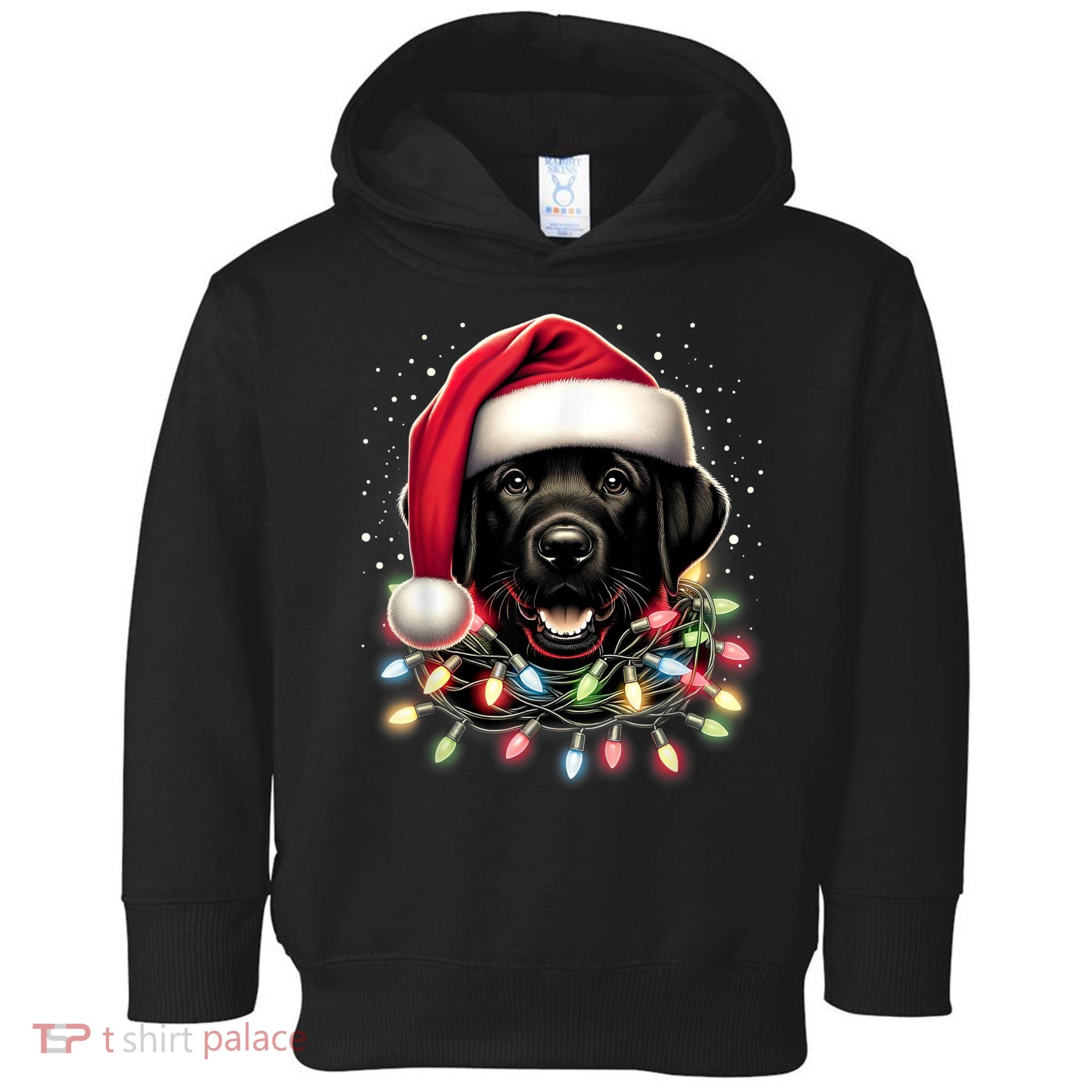 Black Lab Labrador Christmas Tree Light Pajama Dog Xmas Toddler Hoodie