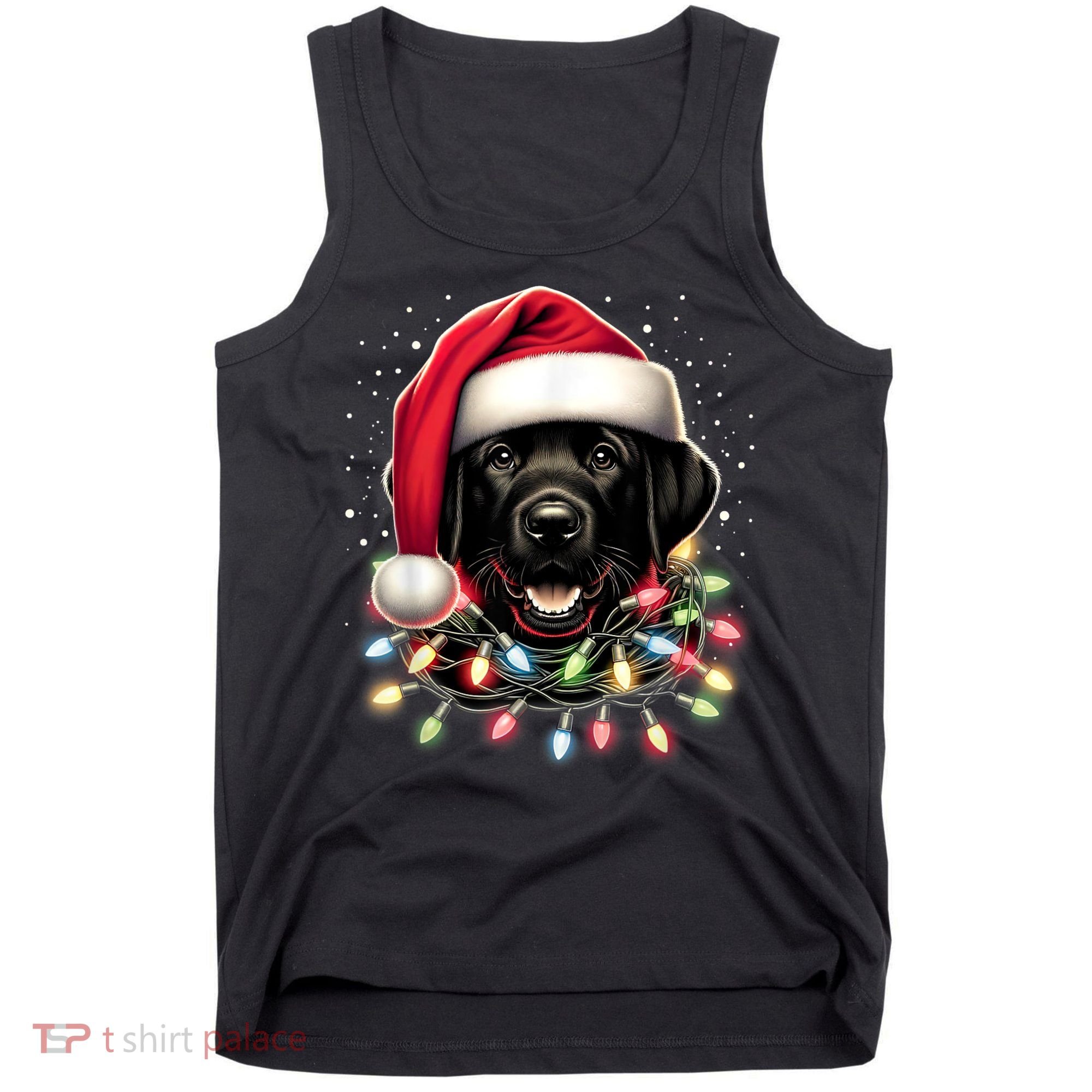 Black Lab Labrador Christmas Tree Light Pajama Dog Xmas Tank Top