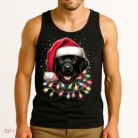 Black Lab Labrador Christmas Tree Light Pajama Dog Xmas Tank Top thumb 3