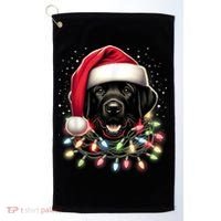 Black Lab Labrador Christmas Tree Light Pajama Dog Xmas Golf Towel thumb 0