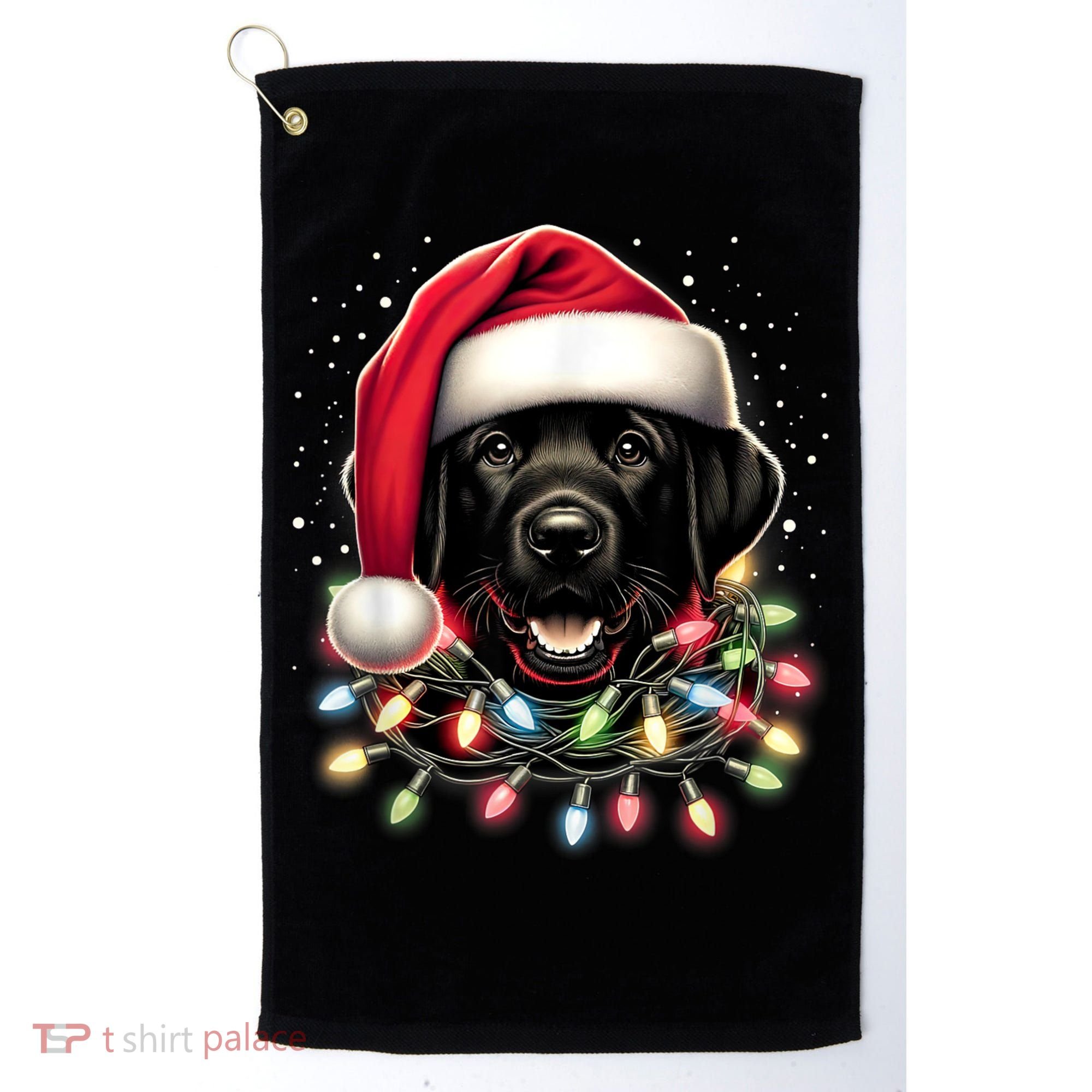 Black Lab Labrador Christmas Tree Light Pajama Dog Xmas Golf Towel