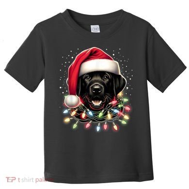 Black Lab Labrador Christmas Tree Light Pajama Dog Xmas Toddler T-Shirt