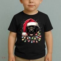 Black Lab Labrador Christmas Tree Light Pajama Dog Xmas Toddler T-Shirt thumb 2