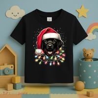 Black Lab Labrador Christmas Tree Light Pajama Dog Xmas Toddler T-Shirt thumb 3
