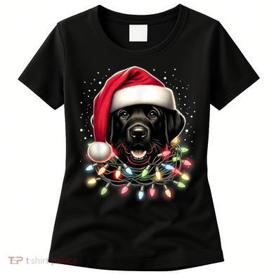 Black Lab Labrador Christmas Tree Light Pajama Dog Xmas Women's T-Shirt