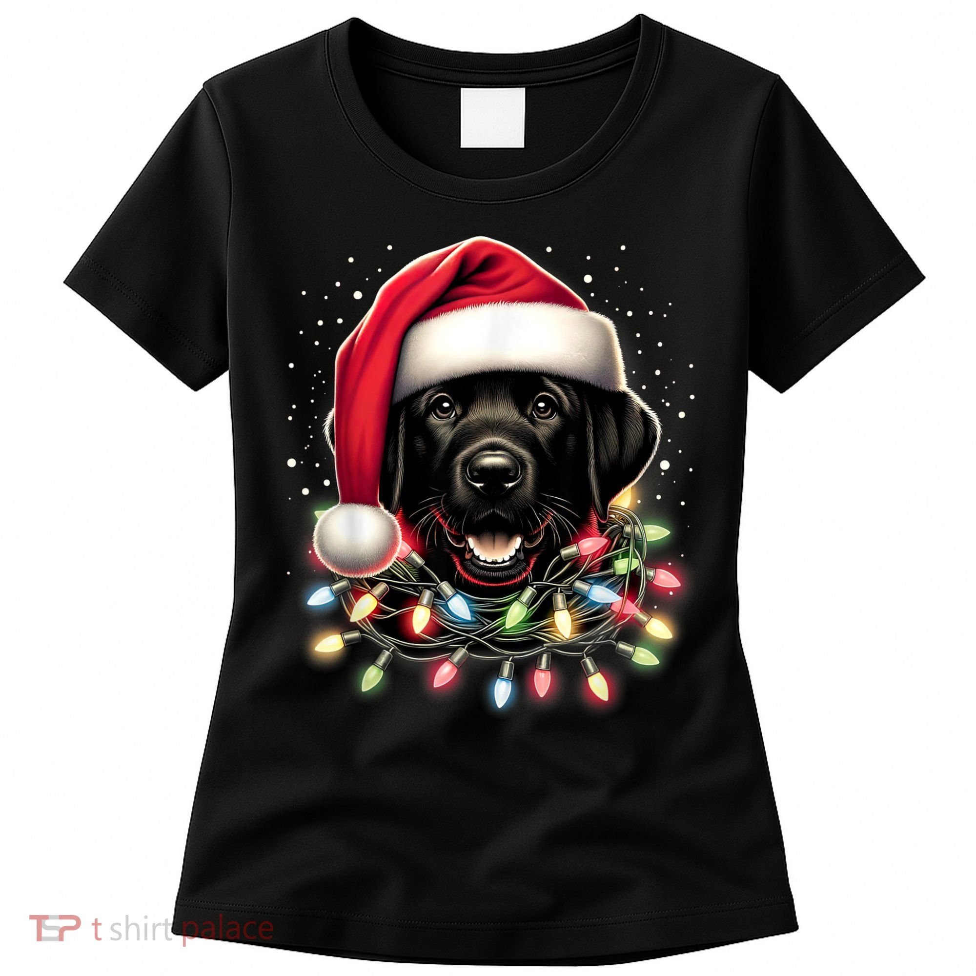 Black Lab Labrador Christmas Tree Light Pajama Dog Xmas Women's T-Shirt