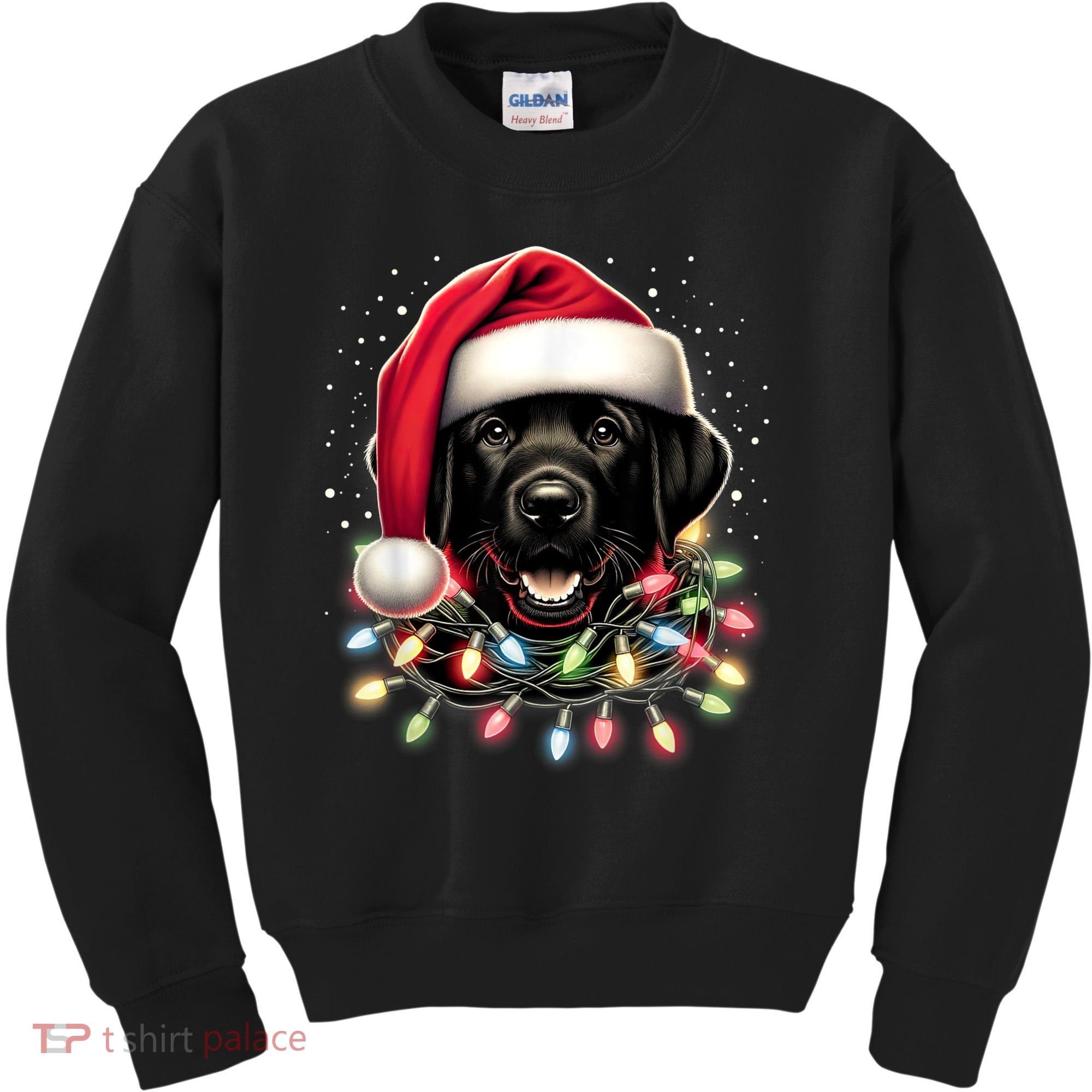 Black Lab Labrador Christmas Tree Light Pajama Dog Xmas Kids Sweatshirt