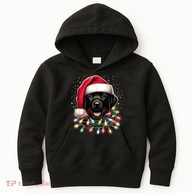Black Lab Labrador Christmas Tree Light Pajama Dog Xmas Kids Hoodie