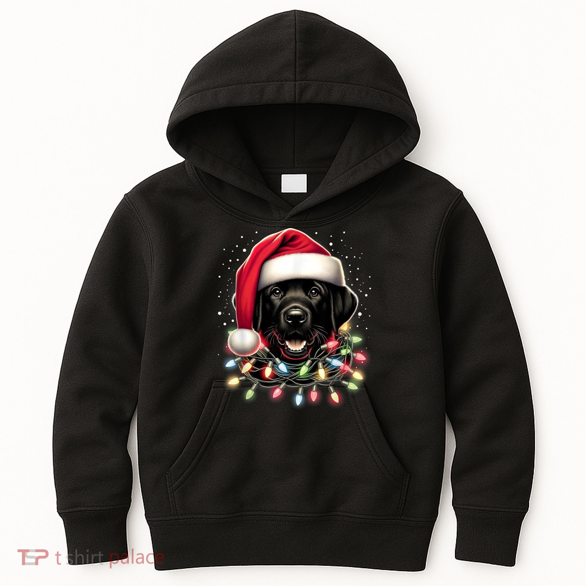 Black Lab Labrador Christmas Tree Light Pajama Dog Xmas Kids Hoodie