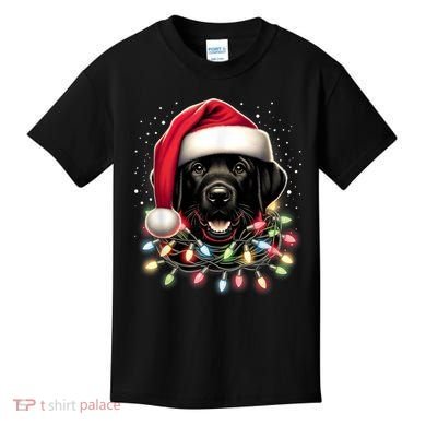 Black Lab Labrador Christmas Tree Light Pajama Dog Xmas Kids T-Shirt