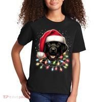 Black Lab Labrador Christmas Tree Light Pajama Dog Xmas Kids T-Shirt thumb 2