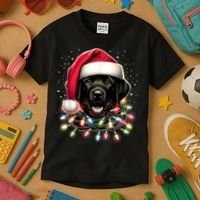 Black Lab Labrador Christmas Tree Light Pajama Dog Xmas Kids T-Shirt thumb 3