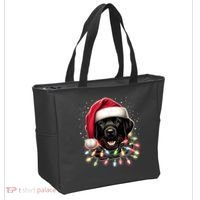 Black Lab Labrador Christmas Tree Light Pajama Dog Xmas Tote Bag thumb 2
