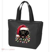 Black Lab Labrador Christmas Tree Light Pajama Dog Xmas Tote Bag thumb 3