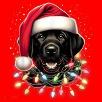 Black Lab Labrador Christmas Tree Light Pajama Dog Xmas Santa Hat thumb 1