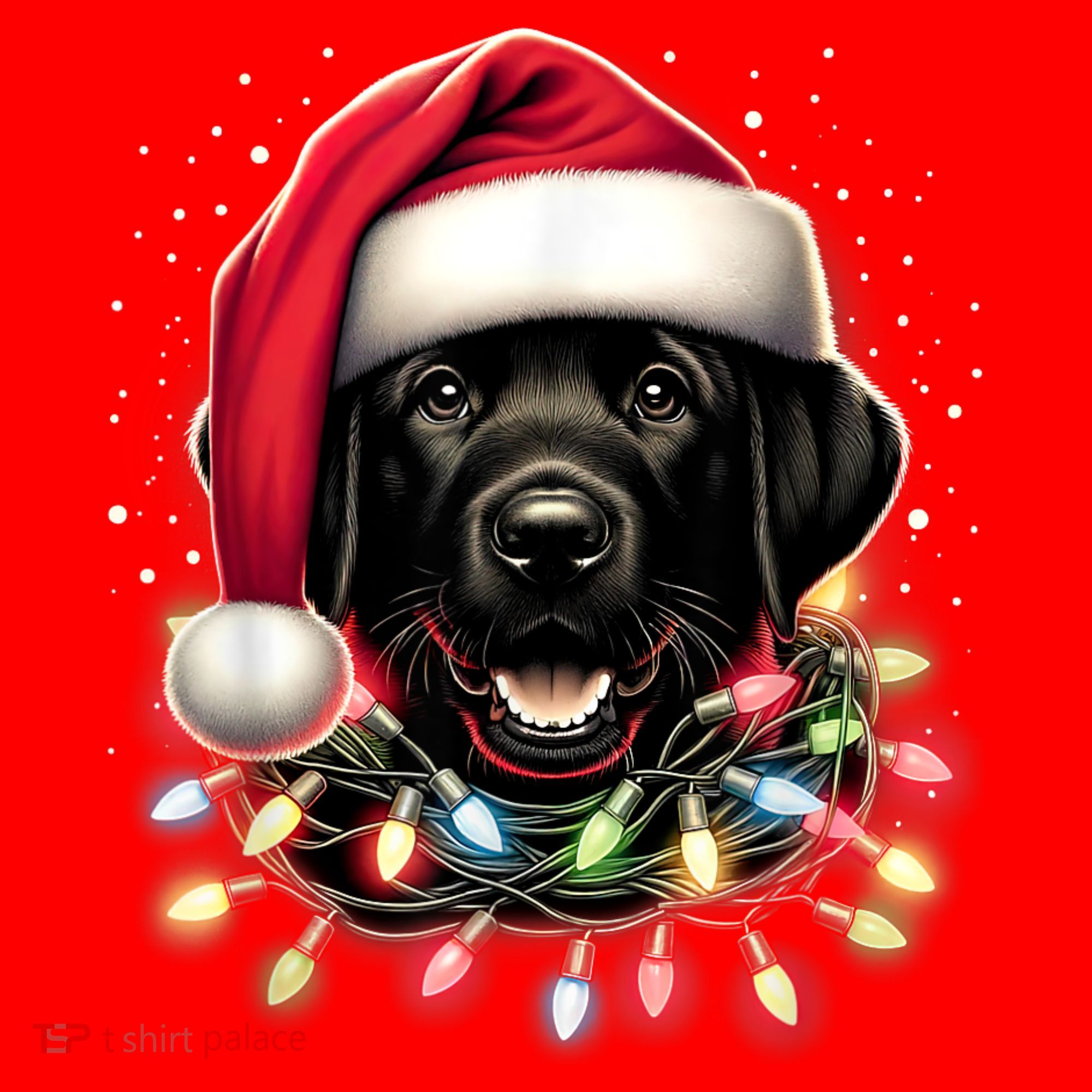 Black Lab Labrador Christmas Tree Light Pajama Dog Xmas Santa Hat