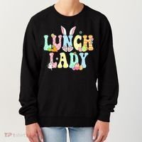 Bunny Lunch Lady Funny Egg Easter Day Floral Women's Sweatshirt thumb 0