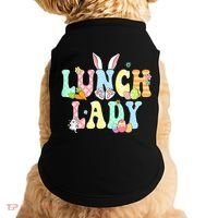 Bunny Lunch Lady Funny Egg Easter Day Floral Doggie Tank thumb 0