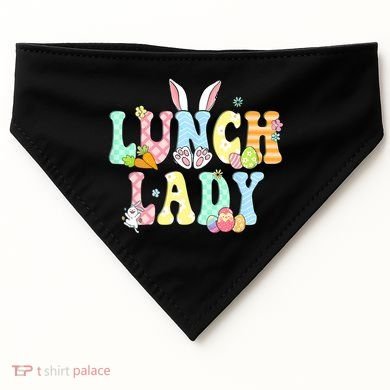 Bunny Lunch Lady Funny Egg Easter Day Floral USA-Made Doggie Bandana