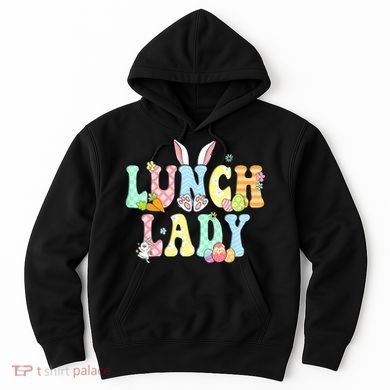 Bunny Lunch Lady Funny Egg Easter Day Floral Hoodie