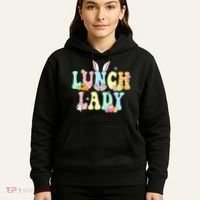 Bunny Lunch Lady Funny Egg Easter Day Floral Hoodie thumb 5