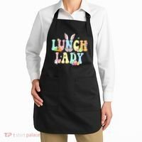 Bunny Lunch Lady Funny Egg Easter Day Floral Apron thumb 2